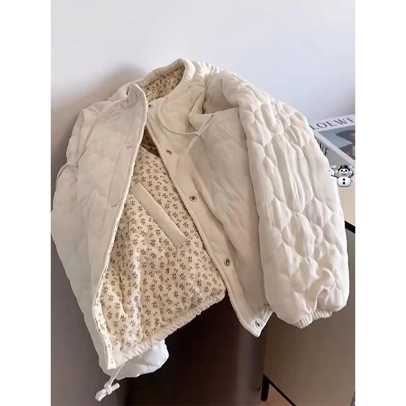 MEXZT Vintage Floral Parkas Women Harajuku Patchwork Puffer Jacket Winter Korean Down Coats Long Sleeve Cotton Padded Outerwears