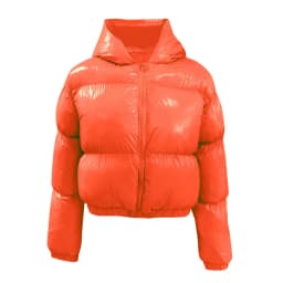 Ultra-Short Glossy Wet-Look Quilted Coats Streetwear Puffy Zip Up Stand Collar Padded Jackets Women's Hooded Bomber Jackets