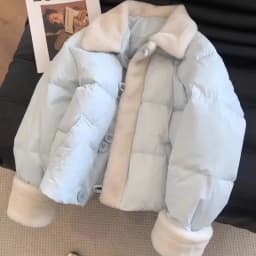 Sweet Preppy Zipper Parkas Women Winter Plush Patchwork Warm Loose Crop Puffy Coats Solid Aesthetic Long Sleeve Casual Outwear
