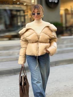 Fashion Solid Quilted Cotton Coat Women's Turtleneck Lace-up Full Sleeve Warm Jacket 2025 Autumn Winter Lady Commuter Outwear 