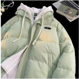 2026 Autumn winter New Fake two-piece Spliced Hooded Down cotton Jacket Women's Casual Loose Thicken Parkas Warm Cotton Coat