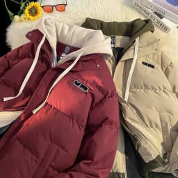 2026 Autumn winter New Fake two-piece Spliced Hooded Down cotton Jacket Women's Casual Loose Thicken Parkas Warm Cotton Coat