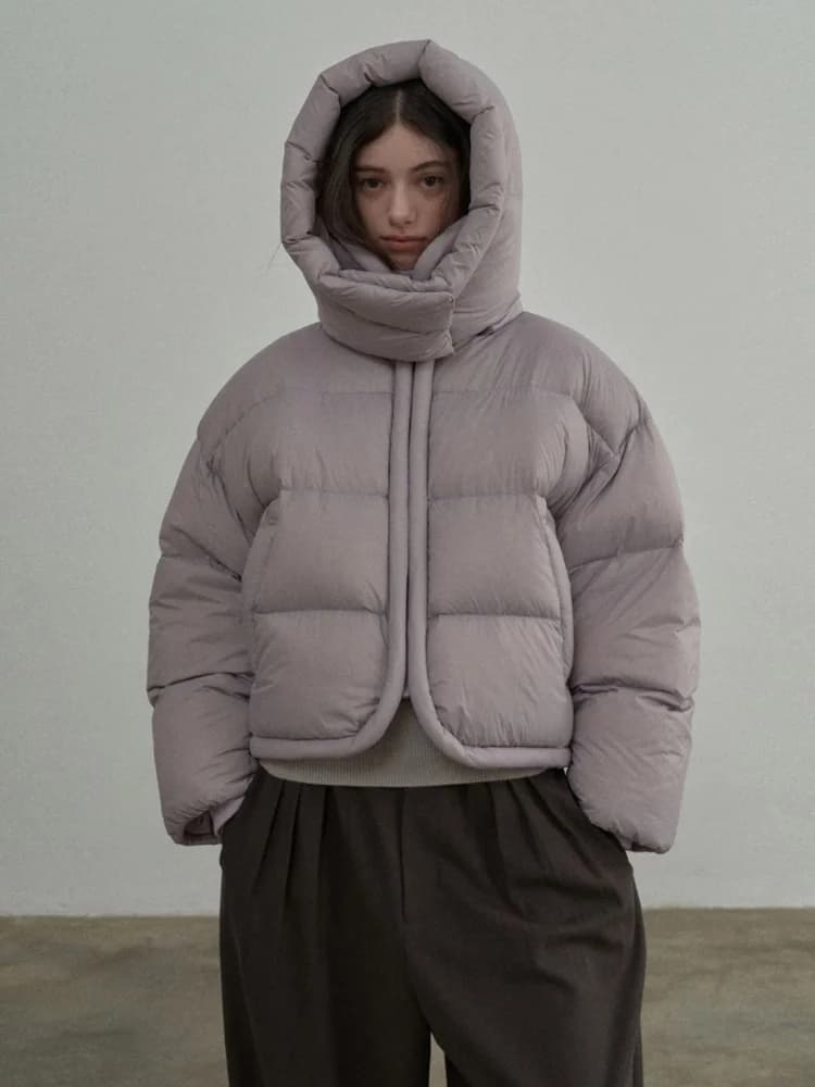 Korean Style Hooded Short Thickened Cotton Jacket Women's Winter Warm Outerwear Bread Coat Zipper Pocket Long Sleeve Polyester
