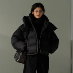 Korean Style Hooded Short Thickened Cotton Jacket Women's Winter Warm Outerwear Bread Coat Zipper Pocket Long Sleeve Polyester