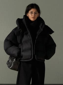 Korean Style Hooded Short Thickened Cotton Jacket Women's Winter Warm Outerwear Bread Coat Zipper Pocket Long Sleeve Polyester