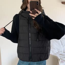 Lightweight Knitted Sleeve Patchwork down Cotton Jacket Women's Short Fake Two-Piece Hooded Cotton Coat Outerwear Warmth