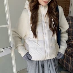 Lightweight Knitted Sleeve Patchwork down Cotton Jacket Women's Short Fake Two-Piece Hooded Cotton Coat Outerwear Warmth