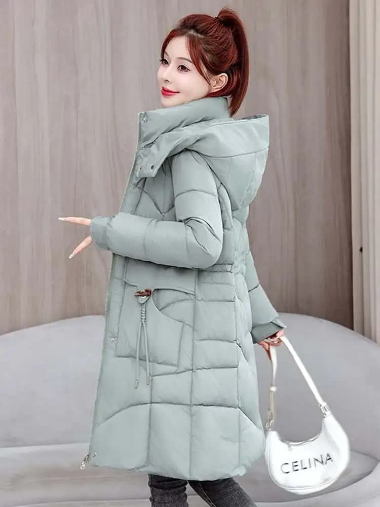Detachable Hat down Cotton Jacket Large Size Loose Anti-Aging Mid-Length Women's Outerwear Winter Clothes New Arrival 2025