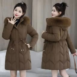 Winter New Down Cotton Jacket Women Korean Cotton-Padded Thicken Warm Mid Long Hooded Parkas Slim Coat Female Casual Ladies Tops
