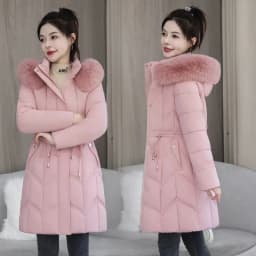 Winter New Down Cotton Jacket Women Korean Cotton-Padded Thicken Warm Mid Long Hooded Parkas Slim Coat Female Casual Ladies Tops