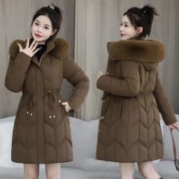 Winter New Down Cotton Jacket Women Korean Cotton-Padded Thicken Warm Mid Long Hooded Parkas Slim Coat Female Casual Ladies Tops