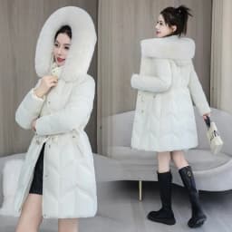 Winter New Down Cotton Jacket Women Korean Cotton-Padded Thicken Warm Mid Long Hooded Parkas Slim Coat Female Casual Ladies Tops