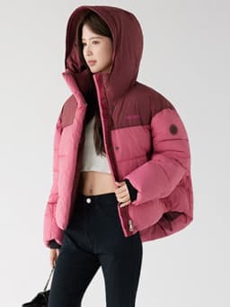 2026 Winter New Short Hooded Splice Color Cotton Jacket Women's Sporty Thick Warm Couple Style Outerwear Polyester Fiber Filled