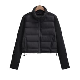 Winter Jackets For Women 2025 Black Spliced Long Sleeve Winter Women's Cold Coat Luxury Parkas Female New In Outerwear