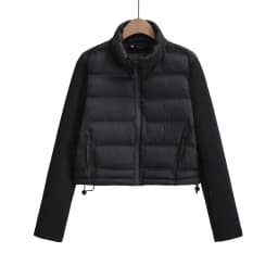 Winter Jackets For Women 2025 Black Spliced Long Sleeve Winter Women's Cold Coat Luxury Parkas Female New In Outerwear