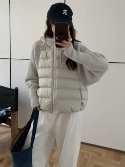 Afashion Lightweight Knitted Sweater Sleeve Patchwork down Cotton Jacket Women's Short Style 2025 Winter New Arrival Small Size