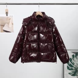 Casual Glossy Hooded Padded Jackets Women Loose Full Sleeves Zipper Coats With Pockets 2026 New Autumn Winter Lady Solid Outwear