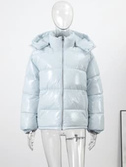 Casual Glossy Hooded Padded Jackets Women Loose Full Sleeves Zipper Coats With Pockets 2026 New Autumn Winter Lady Solid Outwear