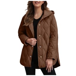 2025 Autumn Winter Fashion Cotton Jacket Coat Women's Parkas Casual Curled Edge Hooded Cotton Padded Coat Lattice Outerwear