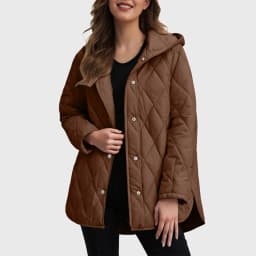 2025 Autumn Winter Fashion Cotton Jacket Coat Women's Parkas Casual Curled Edge Hooded Cotton Padded Coat Lattice Outerwear