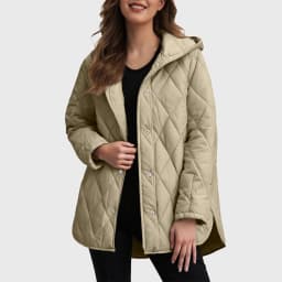 2025 Autumn Winter Fashion Cotton Jacket Coat Women's Parkas Casual Curled Edge Hooded Cotton Padded Coat Lattice Outerwear