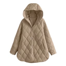 2025 Autumn Winter Fashion Cotton Jacket Coat Women's Parkas Casual Curled Edge Hooded Cotton Padded Coat Lattice Outerwear