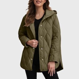2025 Autumn Winter Fashion Cotton Jacket Coat Women's Parkas Casual Curled Edge Hooded Cotton Padded Coat Lattice Outerwear