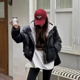 Hooded Short Parkas Women Fashion Black Patchwork Puffer Jacket Winter Streetwear Down Coats Korean Cotton Padded Outerwears New
