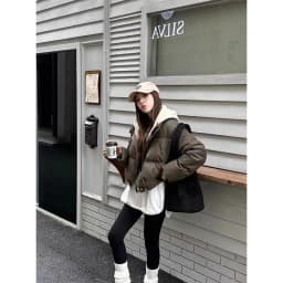 Hooded Short Parkas Women Fashion Black Patchwork Puffer Jacket Winter Streetwear Down Coats Korean Cotton Padded Outerwears New