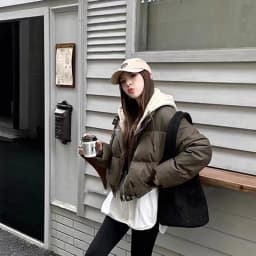 Hooded Short Parkas Women Fashion Black Patchwork Puffer Jacket Winter Streetwear Down Coats Korean Cotton Padded Outerwears New