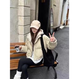 Hooded Short Parkas Women Fashion Black Patchwork Puffer Jacket Winter Streetwear Down Coats Korean Cotton Padded Outerwears New