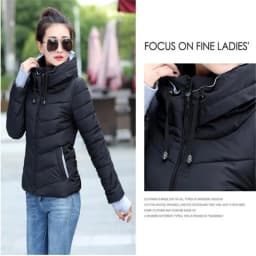 New Women's Cotton Coat Short Outwear Standing Collar Zipper Jacket Drawstring Slim Multicolor Winter Small Tops Warm Handguard