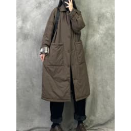 Women Jacket Mid Length Cotton Padded Winter Coats Casual Maxi Turn Down Collar Long Sleeves Big Pockets Thickened Parkas Coat