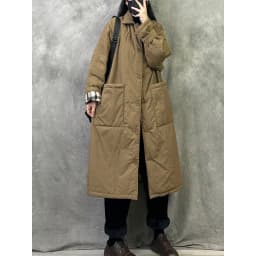 Women Jacket Mid Length Cotton Padded Winter Coats Casual Maxi Turn Down Collar Long Sleeves Big Pockets Thickened Parkas Coat
