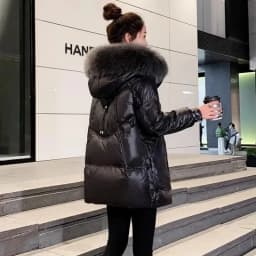 Down Coat Women Parkas Winter 2025 New Korean Warm Cotton Padded Coats Big Fur Collar Thick Down Jacket Disposable Outwear Femal