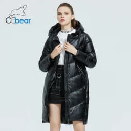 ICEbear 2023 new hooded winter women's jacket fashion casual slim long warm cotton coat brand ladies parkas GWD20302D