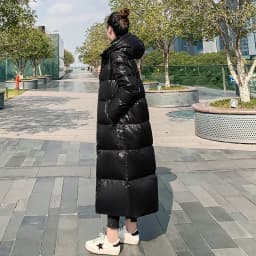 2026 New Thicken Snow Parkas Fashion Windproof Glossy Down Cotton Hooded Women Jacket Winter Loose Long Coat 4XL Ladies Outwear