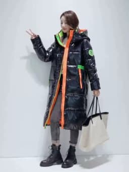 2025 New Waterproof Coats Fashion Winter Down Cotton Jacket Womens Glossy Colorful Femme Thick Warm Long Hooded Puffer Parkas