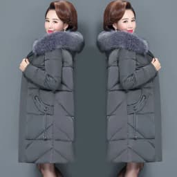 Middle-aged mother Winter Coat Thicken Slim Cotton padded Jacket Windproof Loose Female Warm Fur collar Hooded Parkas Outwear