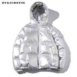 ZURICHOUSE Women's Puffer Jacket Winter Hooded Parka Fashion Glossy Waterproof Loose Thicken Warm Down Cotton-padded Coat M-5XL
