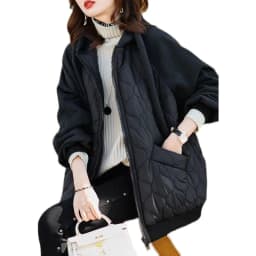 Casual Loose Women's Cotton Jaet Winter Thiened Hooded Mid-Length Zipper Closure Color Faionable Commute Sle