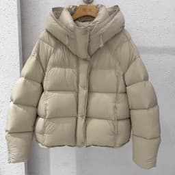 Casual Women's Glossy Hooded Cotton Coats Puffy Stand Collar Zipper Long Sleeve Warm Jackets 2026 Winter Lady Down Jacket New