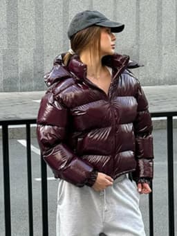 Casual Women's Glossy Hooded Cotton Coats Puffy Stand Collar Zipper Long Sleeve Warm Jackets 2026 Winter Lady Down Jacket New