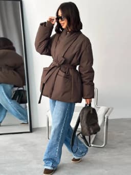 Lace Up Cotton Woman Winter Coats Casual V-neck Long Sleeve Pocket Female Jacket 2026 Chic Lady Daily New Outerwear Tops