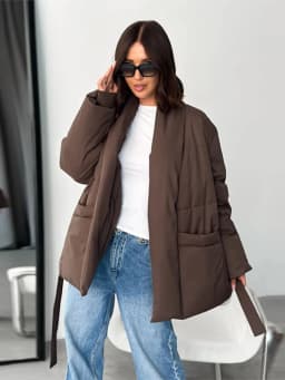 Lace Up Cotton Woman Winter Coats Casual V-neck Long Sleeve Pocket Female Jacket 2026 Chic Lady Daily New Outerwear Tops