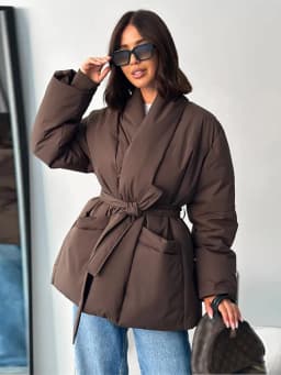 Lace Up Cotton Woman Winter Coats Casual V-neck Long Sleeve Pocket Female Jacket 2026 Chic Lady Daily New Outerwear Tops