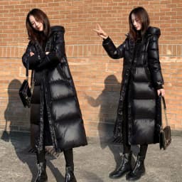 Black Glossy Parka Coat Women's 2026 Fashion Thicken Winter Hooded Loose Long Jacket Female Windproof Rainproof Warm Outwear