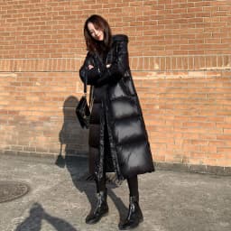Black Glossy Parka Coat Women's 2026 Fashion Thicken Winter Hooded Loose Long Jacket Female Windproof Rainproof Warm Outwear