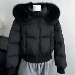 Fur Collar Parka Women Winter Hooded Short Coat Warm Puffer Jacket Female Outdoor Y2k Slim Fit Outwear 2026 Casual Tops Hoodie