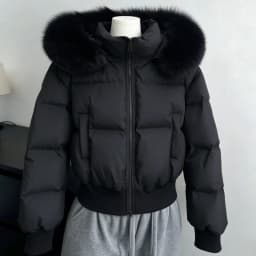 Fur Collar Parka Women Winter Hooded Short Coat Warm Puffer Jacket Female Outdoor Y2k Slim Fit Outwear 2026 Casual Tops Hoodie